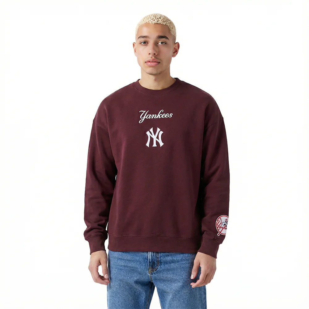 MLB NEW YORK YANKEES WINGSPAN MEN'S DROP SHOULDER FLC CREWNECK (WINE) - Image 2