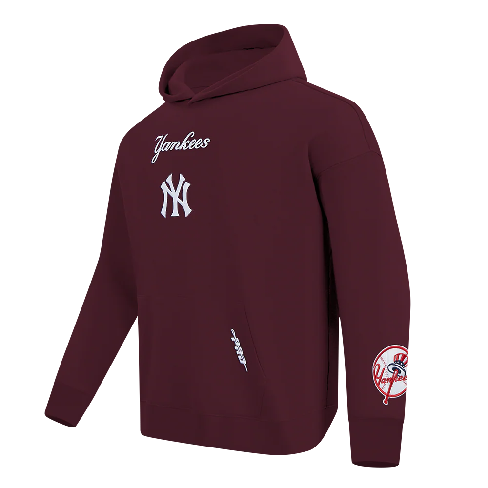 MLB NEW YORK YANKEES WINGSPAN MEN'S DROP SHOULDER FLC PO HOODIE (WINE) - Image 3