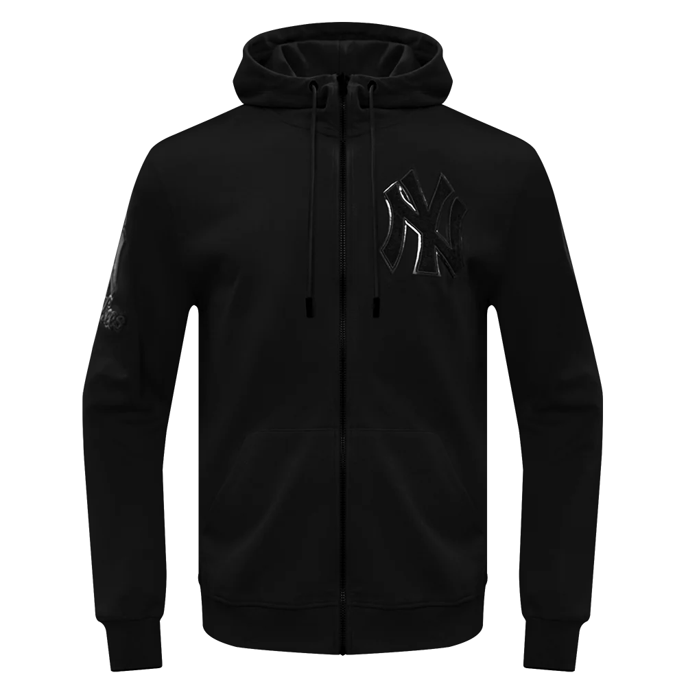 MLB NEW YORK YANKEES TRIPLE BLACK MEN'S FULL ZIP PULLOVER HOODIE (BLACK)