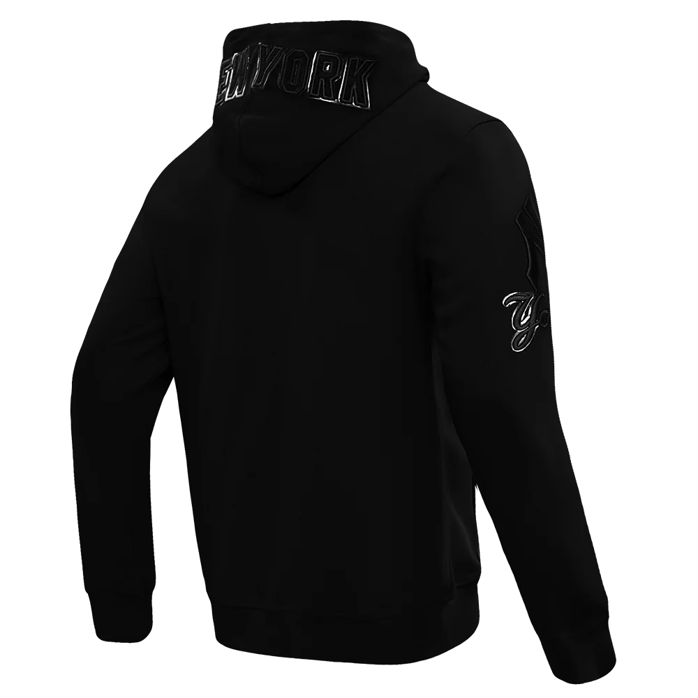 MLB NEW YORK YANKEES TRIPLE BLACK MEN'S FULL ZIP PULLOVER HOODIE (BLACK) - Image 3