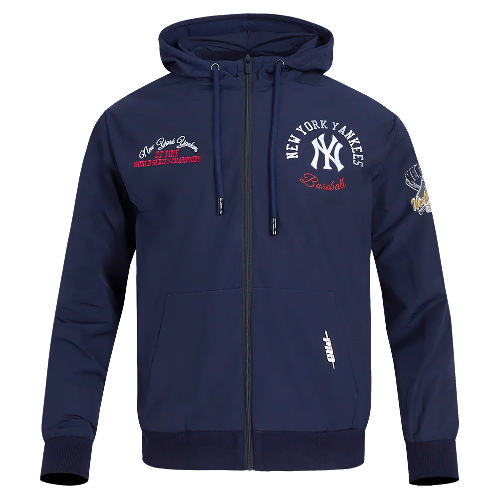 MLB NEW YORK YANKEES HYBRID WOVEN MEN'S FULL ZIP PULLOVER HOODIE (MIDNIGHT NAVY)