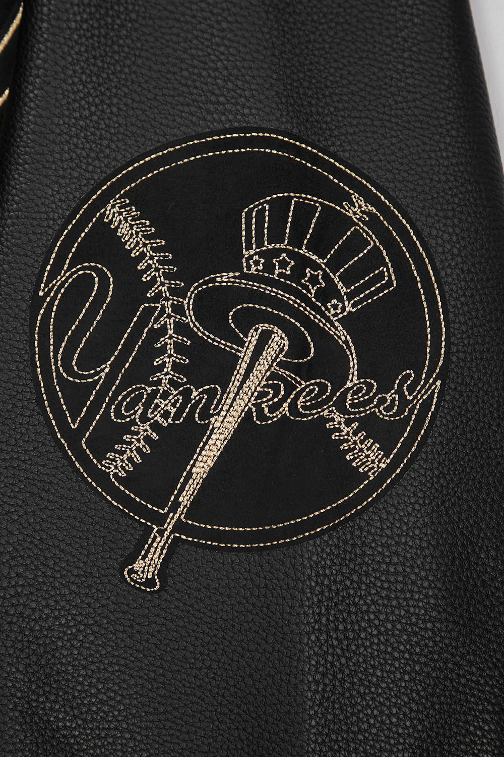 MLB NEW YORK YANKEES BLACK & GOLD MEN'S WOOL VARSITY JACKET (JET BLACK) - Image 5