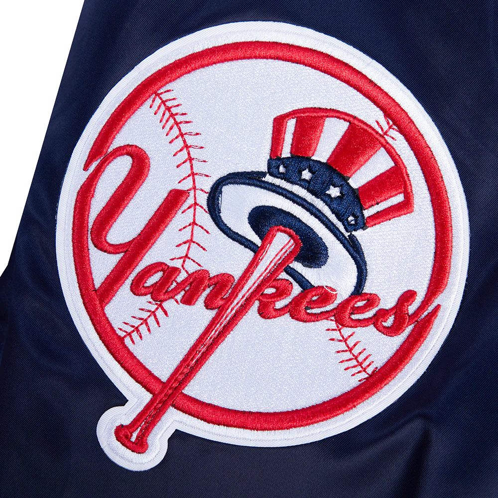 MLB NEW YORK YANKEES SCRIPT TAIL MEN'S RIB SATIN JACKET (MIDNIGHT NAVY) - Image 6