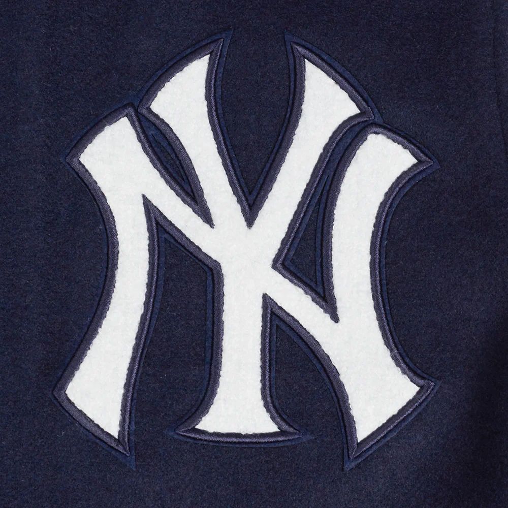 MLB NEW YORK YANKEES AREA CODE MEN'S RIB WOOL VARSITY JACKET (MIDNIGHT NAVY/WHITE) - Image 5