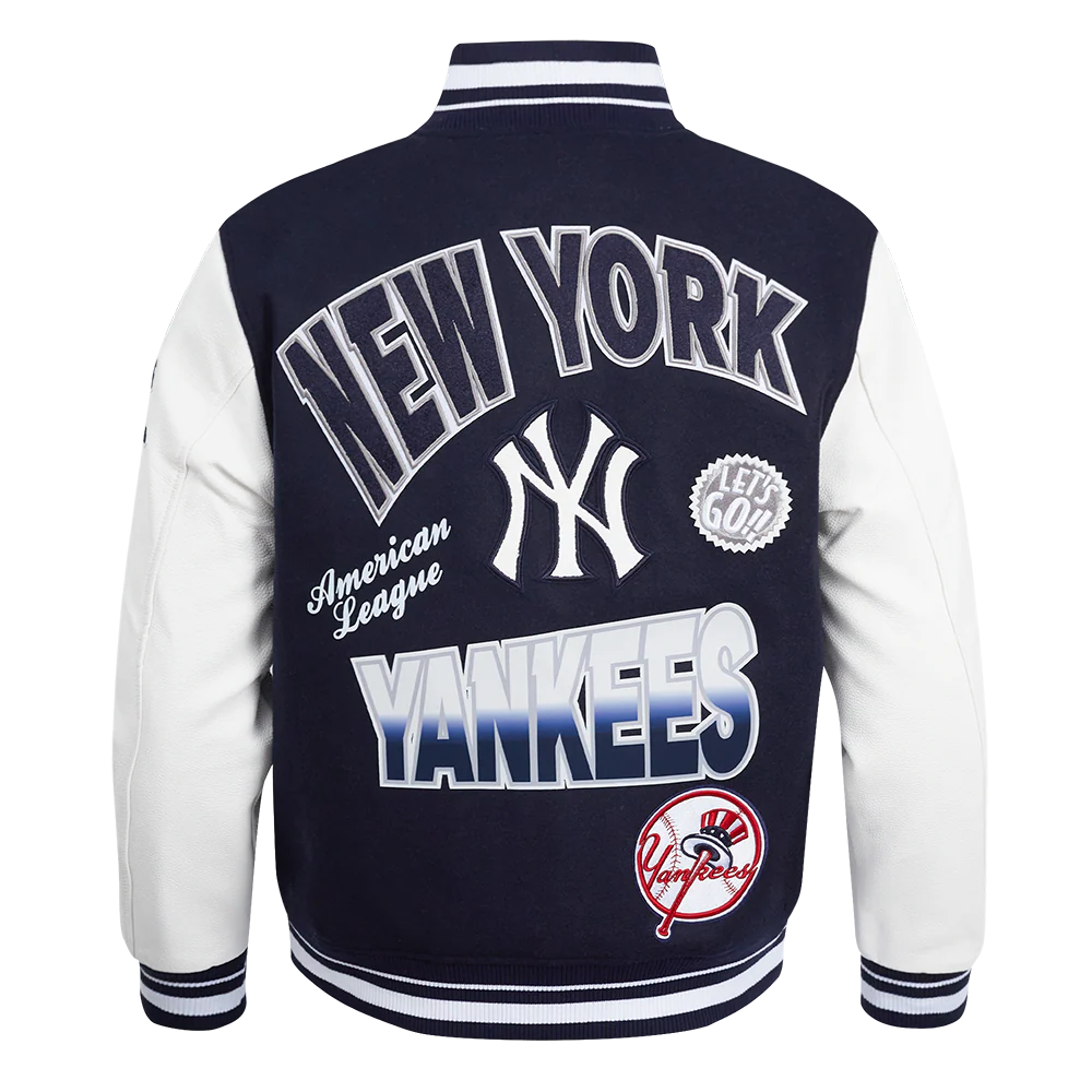 MLB NEW YORK YANKEES TURN IT UP MEN'S RIB WOOL VARSITY JACKET (MIDNIGHT NAVY/WHITE) - Image 3