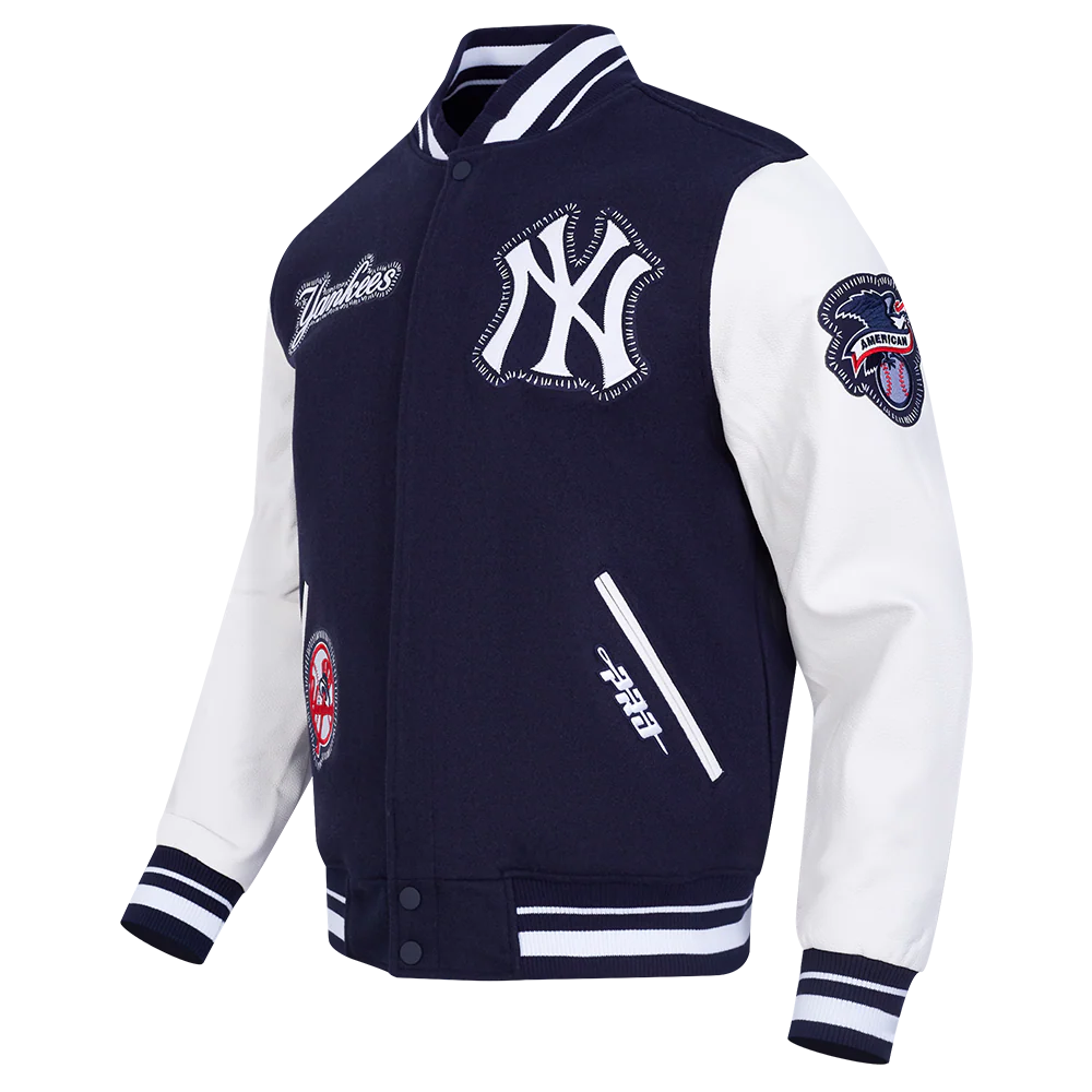 MLB NEW YORK YANKEES DIY PICK STITCH MEN'S RIB WOOL VARSITY JACKET (MIDNIGHT NAVY/WHITE) - Image 6