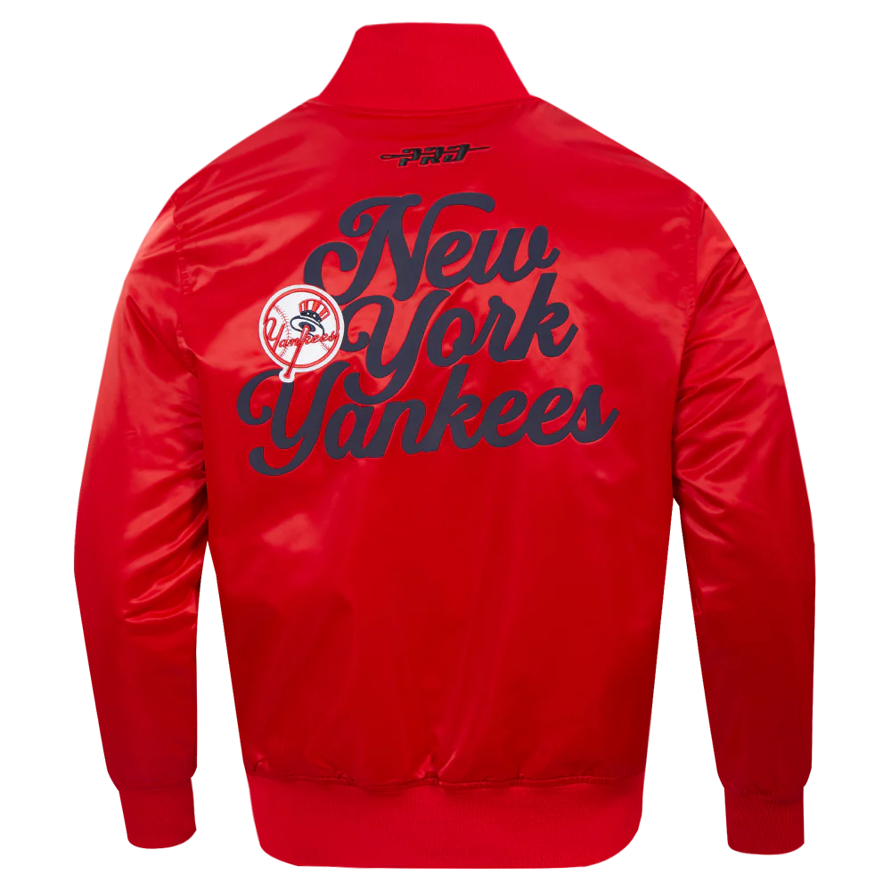 MLB NEW YORK YANKEES SOUVENIR MEN'S SATIN JACKET (RED) - Image 3