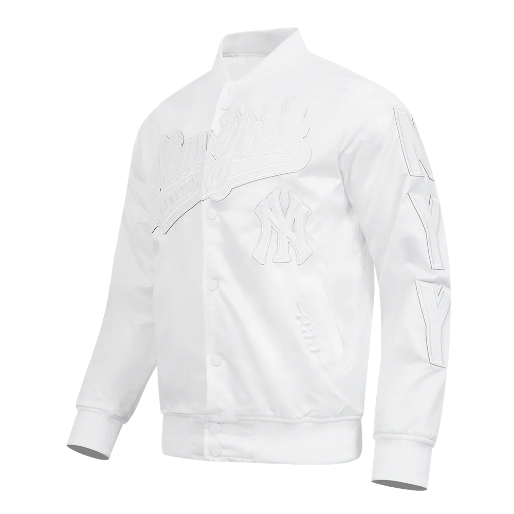 MLB NEW YORK YANKEES WHITE OUT MEN'S SATIN JACKET (WHITE) - Image 2