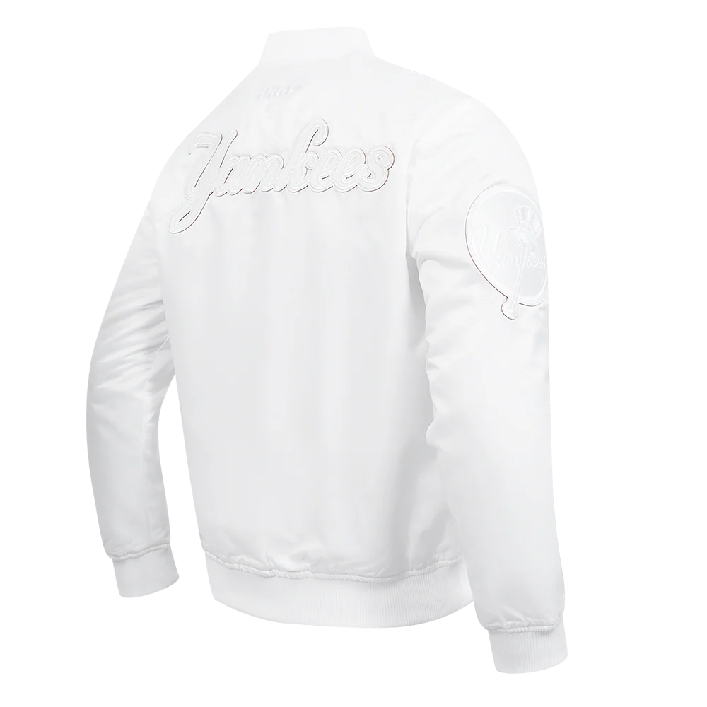 MLB NEW YORK YANKEES WHITE OUT MEN'S SATIN JACKET (WHITE) - Image 4