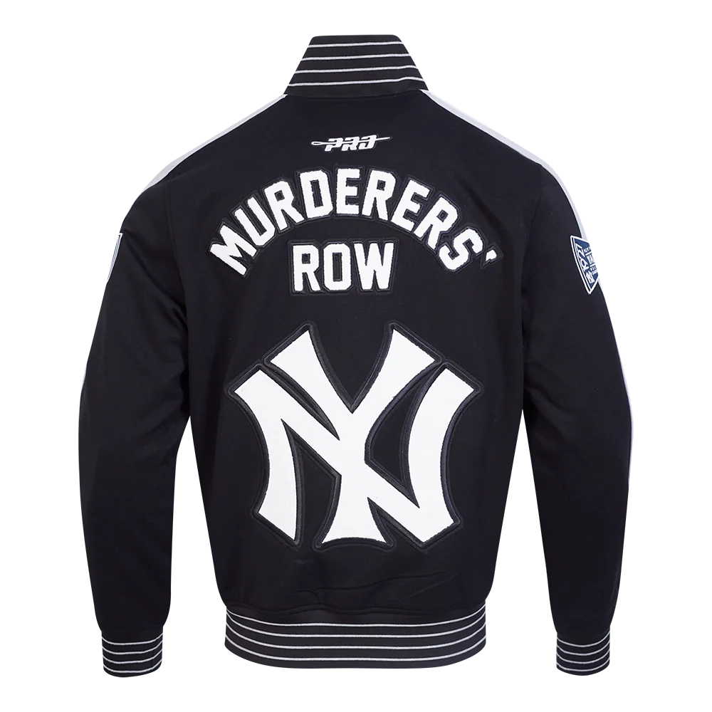 MLB NEW YORK YANKEES COOPERSTOWN LOGO PRO GAME DAY MEN'S DOUBLE KNIT JACKET (BLACK/SILVER/WHITE) - Image 3