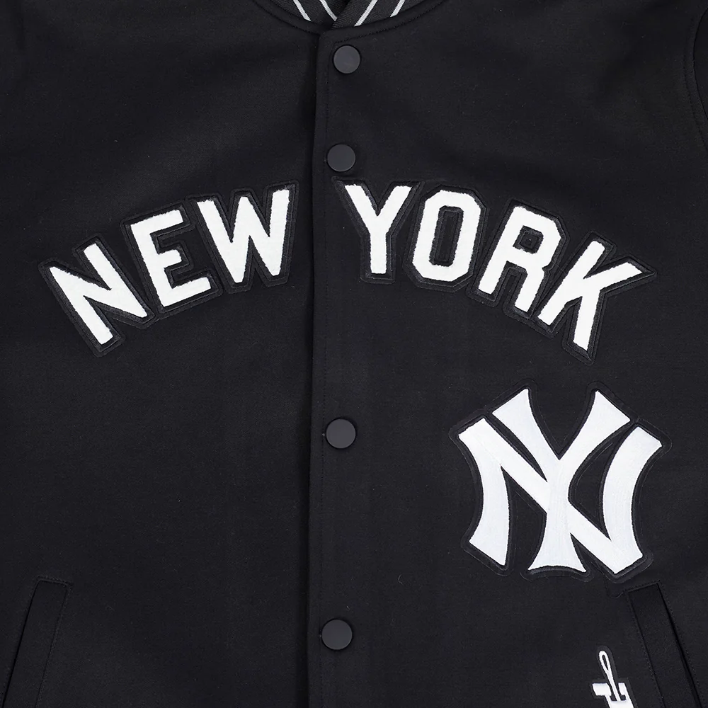 MLB NEW YORK YANKEES COOPERSTOWN LOGO PRO GAME DAY MEN'S DOUBLE KNIT JACKET (BLACK/SILVER/WHITE) - Image 5
