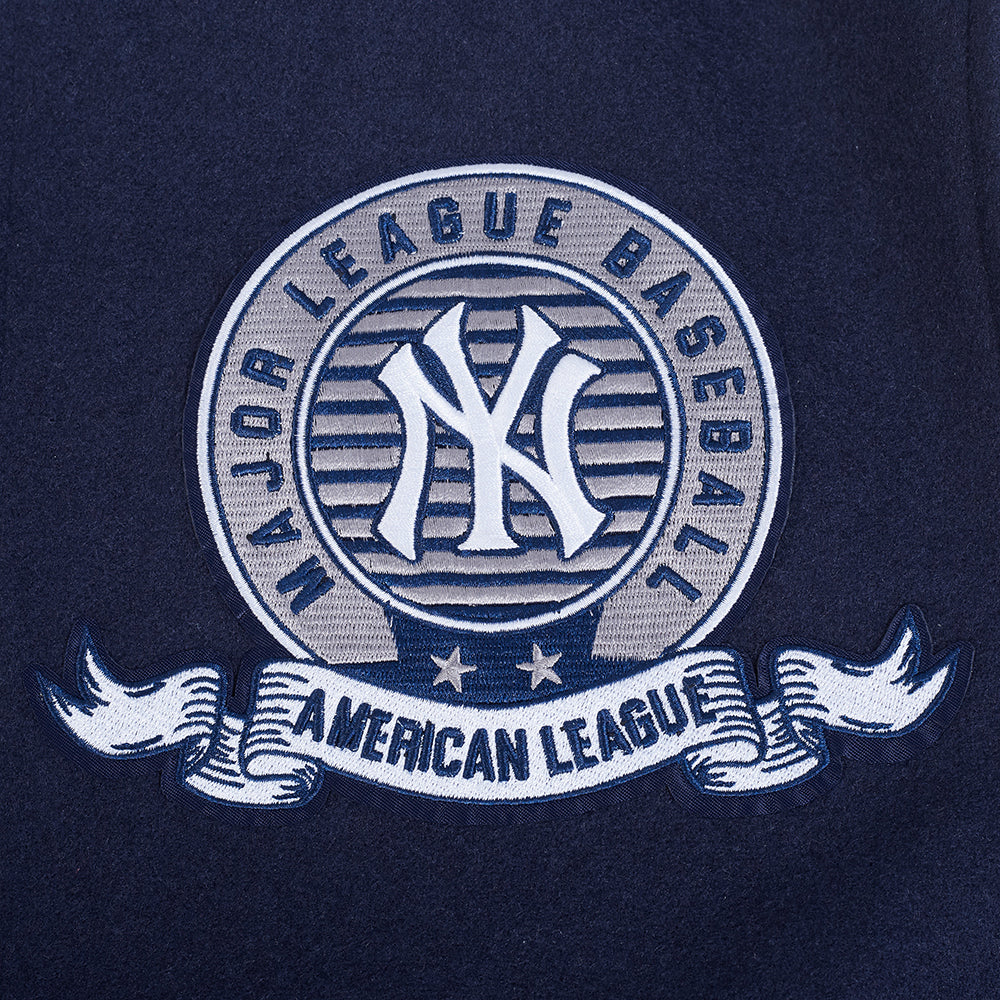 MLB NEW YORK YANKEES TEAM BADGE MEN'S RIB WOOL VARSITY JACKET (MIDNIGHT NAVY/WHITE) - Image 8
