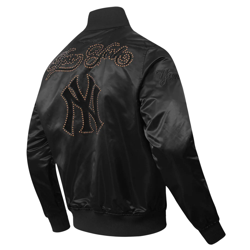 MLB NEW YORK YANKEES BLACKOUT MEN'S SATIN JACKET (BLACK) - Image 6