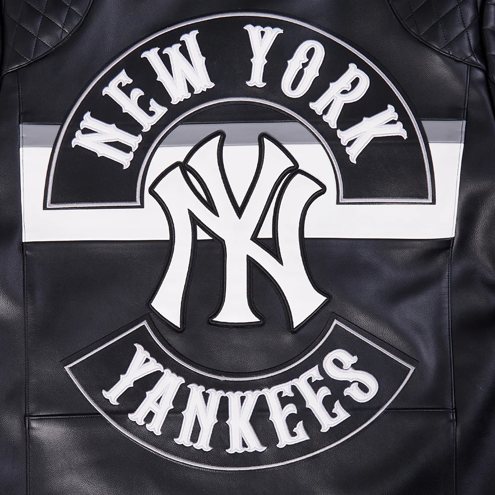 MLB NEW YORK YANKEES BORN FOR SPORT MEN'S MOTO JACKET (BLACK/WHITE) - Image 9