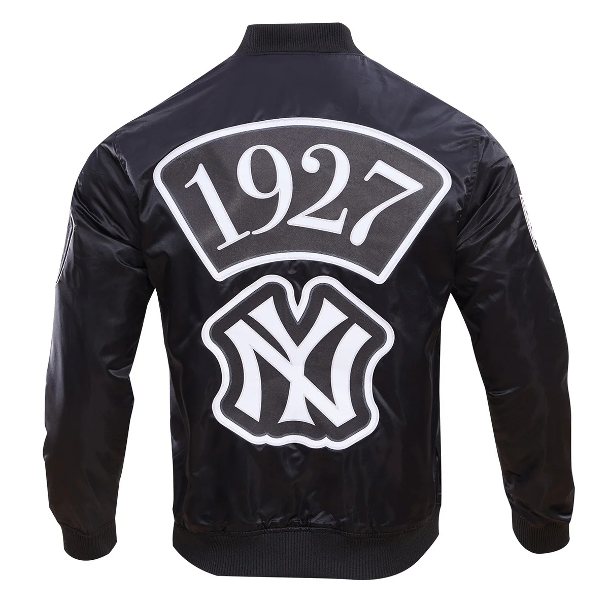 MLB NEW YORK YANKEES MURDERERS ROW BIG LOGO MEN'S SATIN JACKET (BLACK) - Image 5