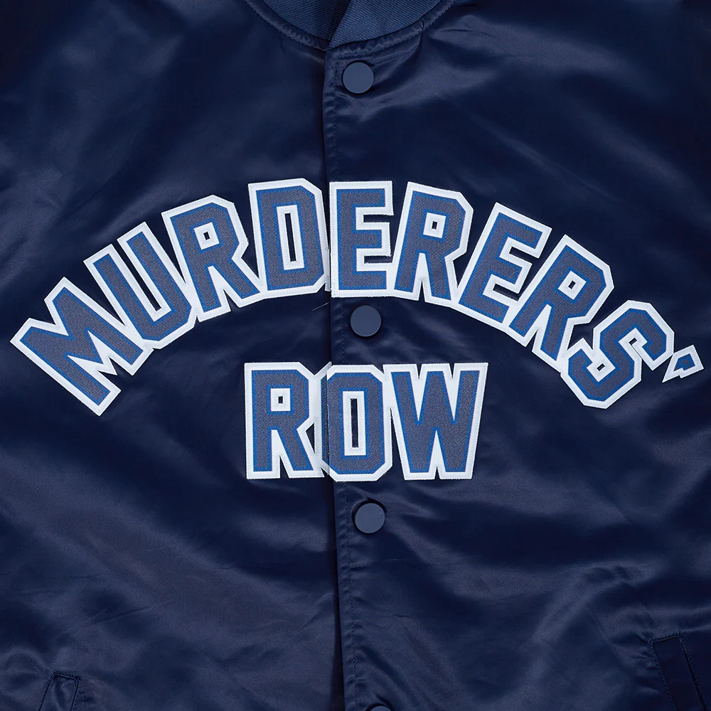 MLB NEW YORK YANKEES MURDERERS ROW BIG LOGO MEN'S SATIN JACKET (MIDNIGHT NAVY) - Image 5
