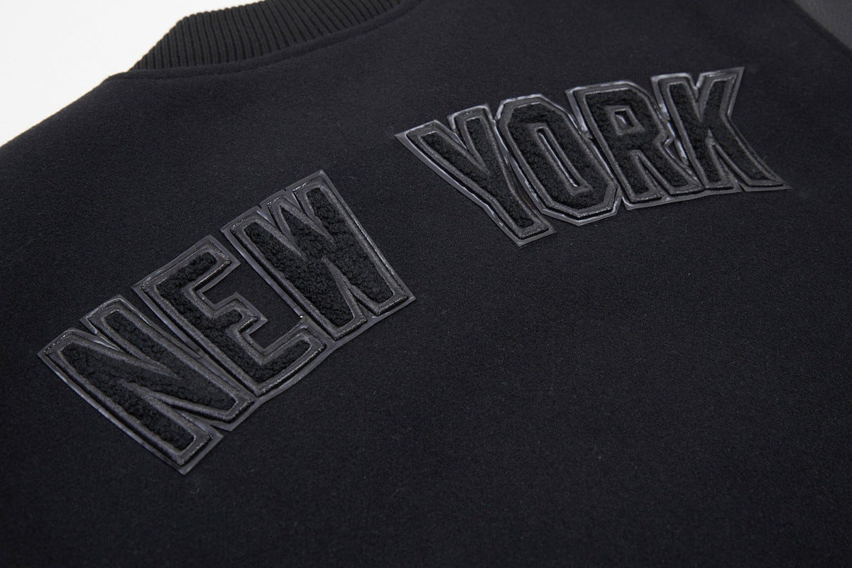 MLB NEW YORK YANKEES TRIPLE BLACK MEN'S VARSITY JACKET (BLACK) - Image 10