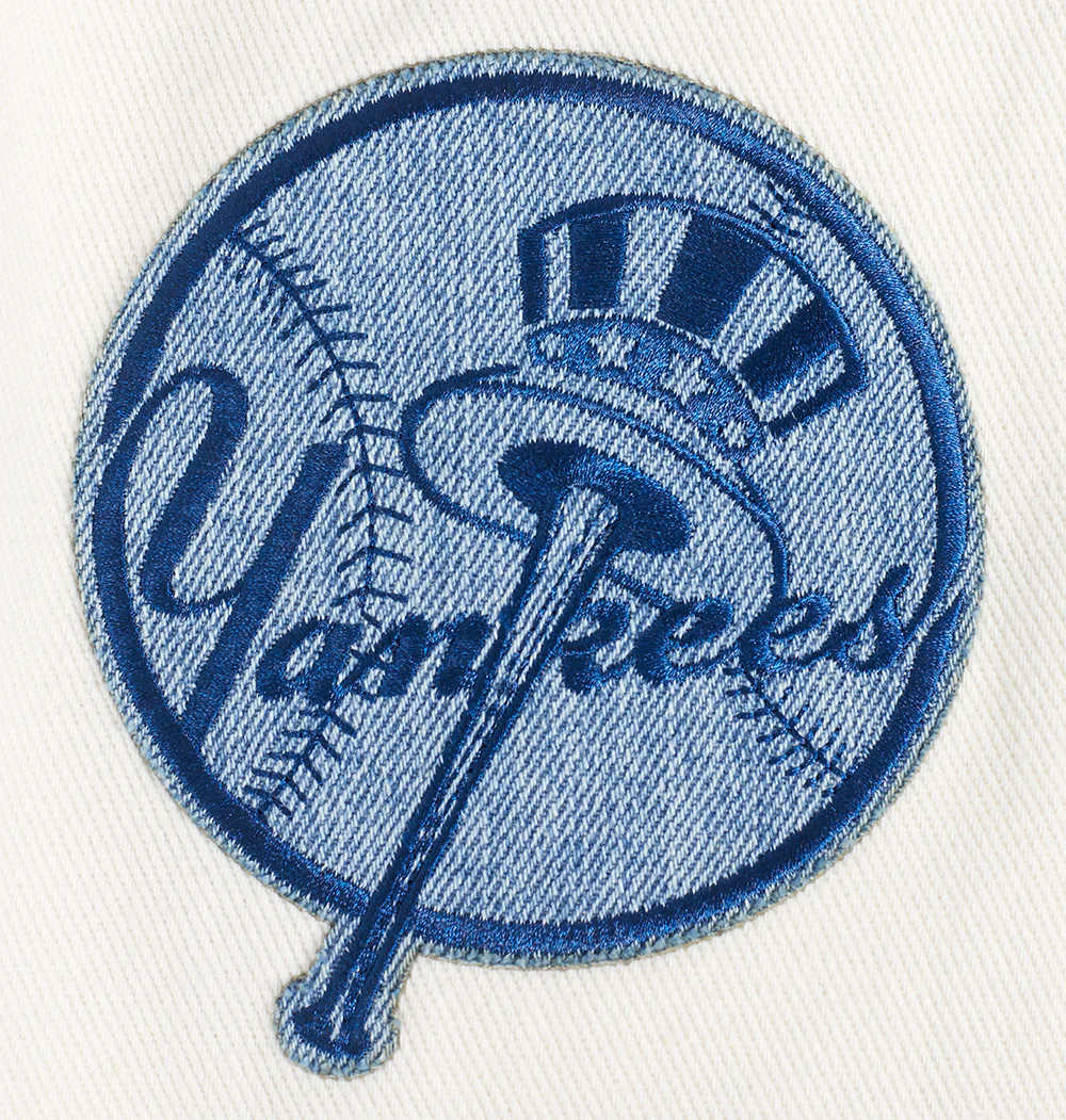 MLB NEW YORK YANKEES VARSITY BLUES MEN'S DENIM VARSITY JACKET (DENIM/LINEN) - Image 5