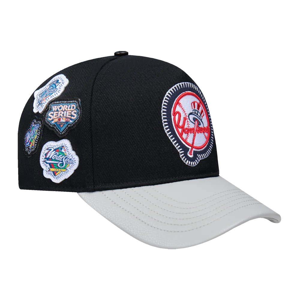 MLB NEW YORK YANKEES DIY PICK STITCH LEATHER PINCH FRONT STRAPBACK (BLACK) - Image 5