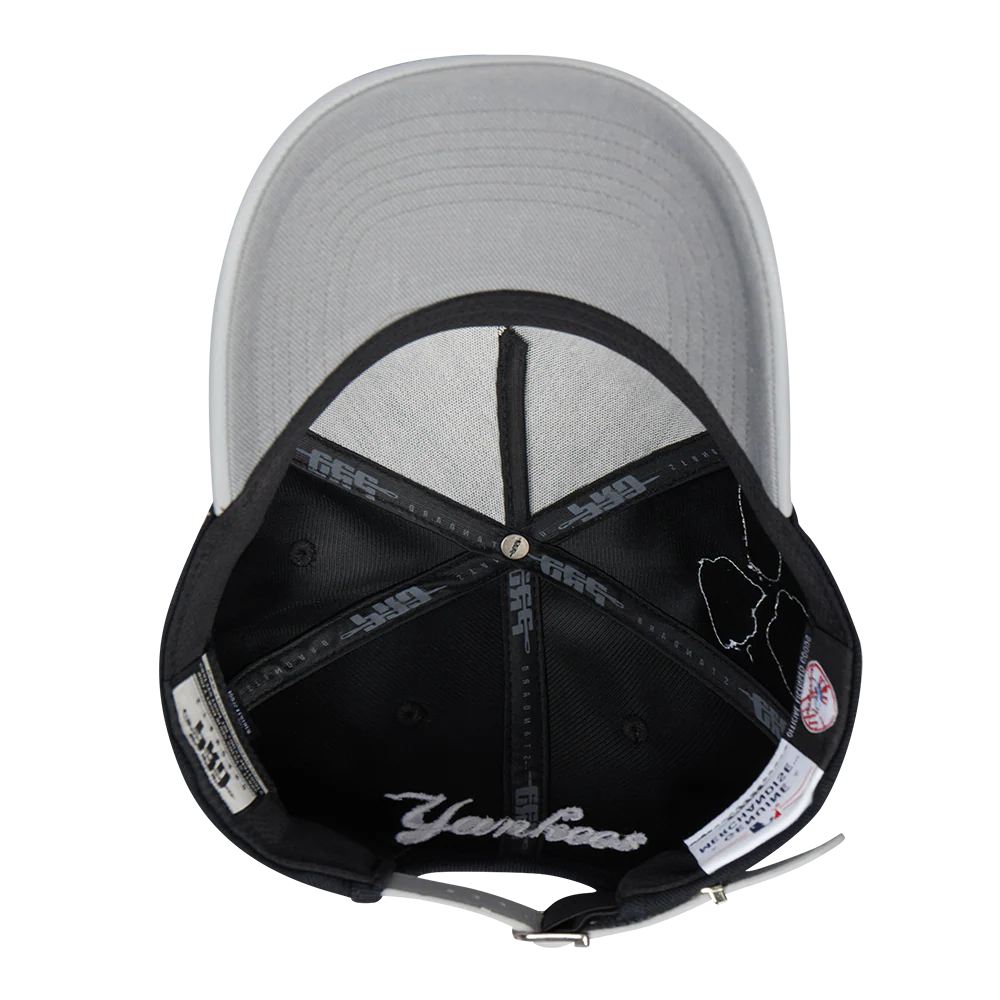 MLB NEW YORK YANKEES DIY PICK STITCH LEATHER PINCH FRONT STRAPBACK (BLACK) - Image 7