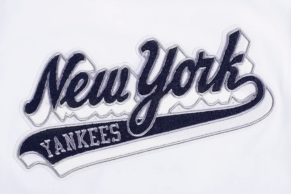MLB NEW YORK YANKEES SCRIPT TAIL WOMEN'S SINGLE JERSEY BOXY TOP (WHITE) - Image 5