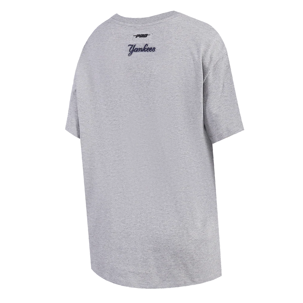 MLB NEW YORK YANKEES SCRIPT TAIL WOMEN'S BOYFRIEND TOP (HEATHER GREY) - Image 3