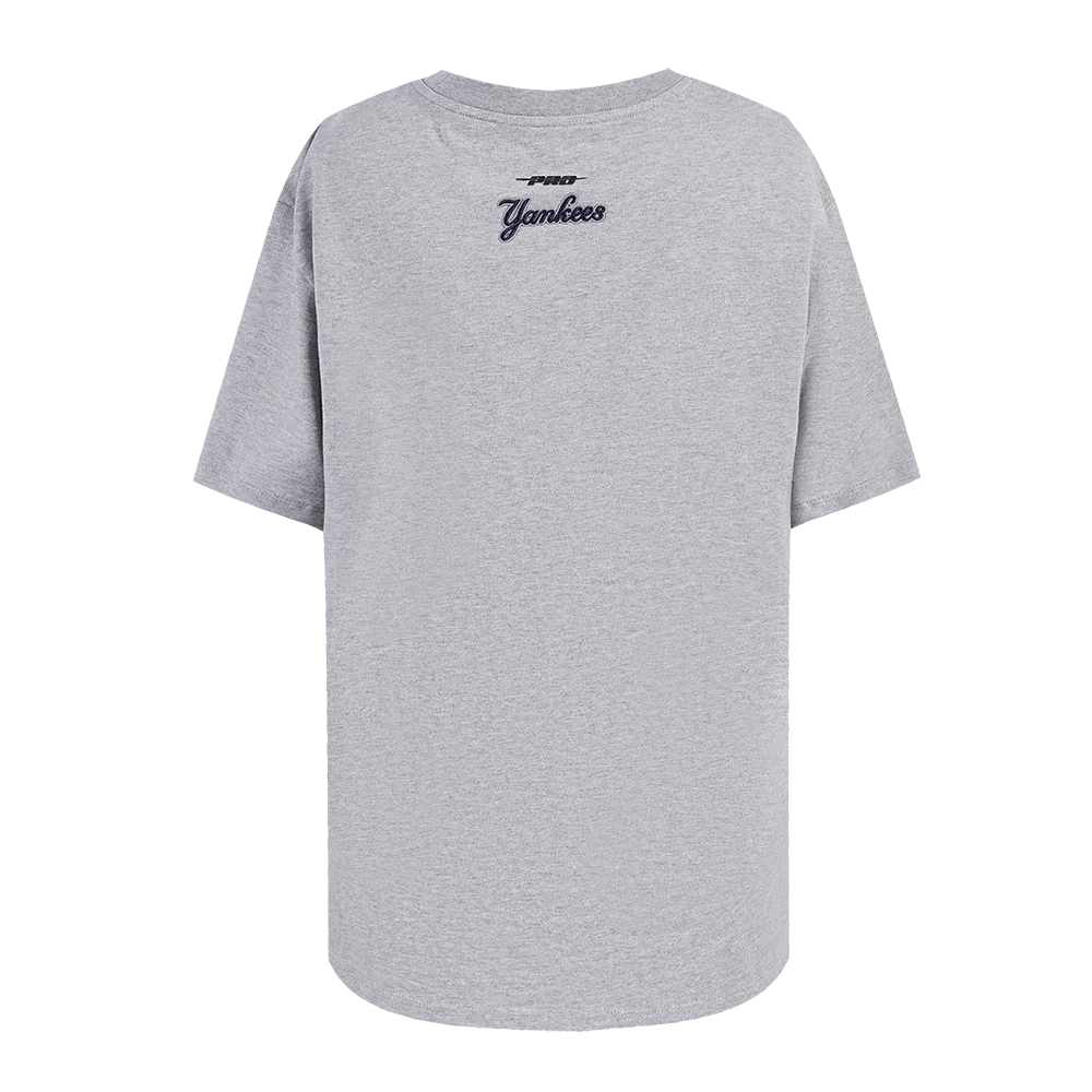 MLB NEW YORK YANKEES SCRIPT TAIL WOMEN'S BOYFRIEND TOP (HEATHER GREY) - Image 4