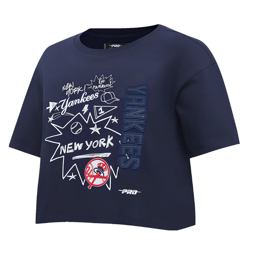 MLB NEW YORK YANKEES SKETCHBOOK WOMEN'S SINGLE JERSEY BOXY TEE (MIDNIGHT NAVY) - Image 6