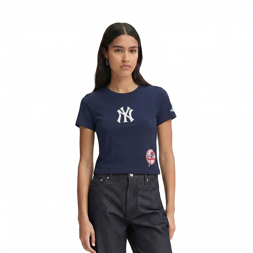 MLB NEW YORK YANKEES GAME DAY CLASSICS WOMEN'S SINGLE JERSEY BABY DOLL TOP (MIDNIGHT NAVY)