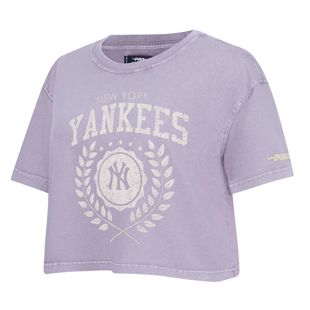 NEW YORK YANKEES STREET TEAM WOMEN'S ENZYME WASH BOXY TEE (WASHED LILAC GRAY) - Image 3