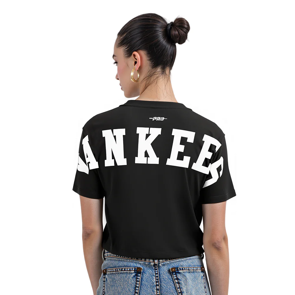 MLB NEW YORK YANKEES WINGSPAN WOMEN'S SJ BOXY TEE (BLACK)