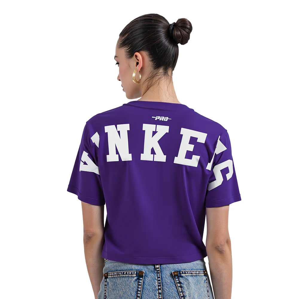 MLB NEW YORK YANKEES WINGSPAN WOMEN'S SJ BOXY TEE (PURPLE)