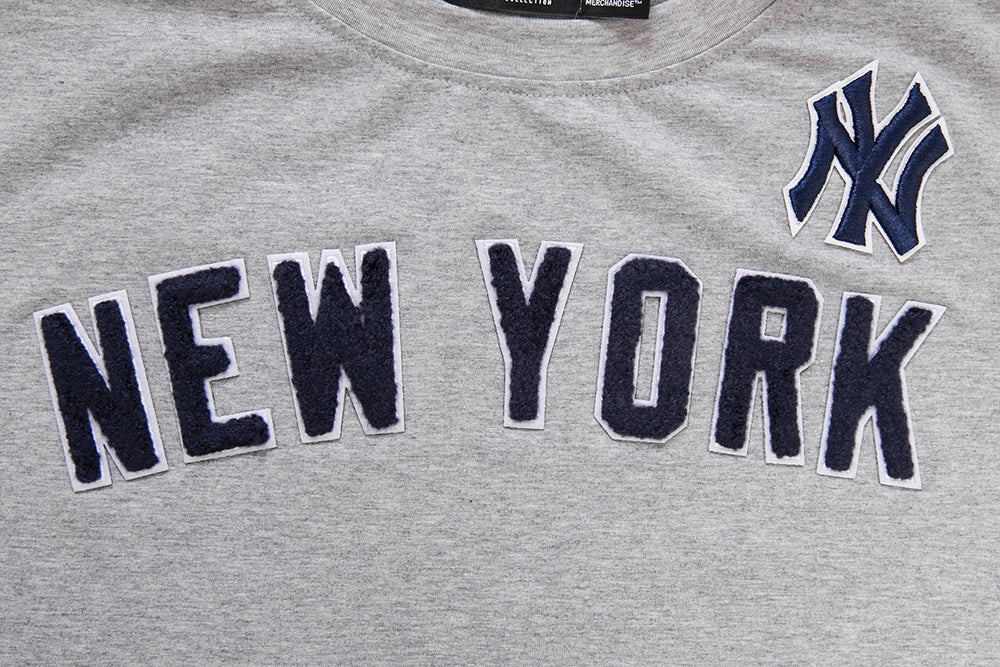 MLB NEW YORK YANKEES CLASSIC SHORT SLEEVE WOMEN'S SINGLE JERSEY SLIM FIT TOP (HEATHER GREY) - Image 5
