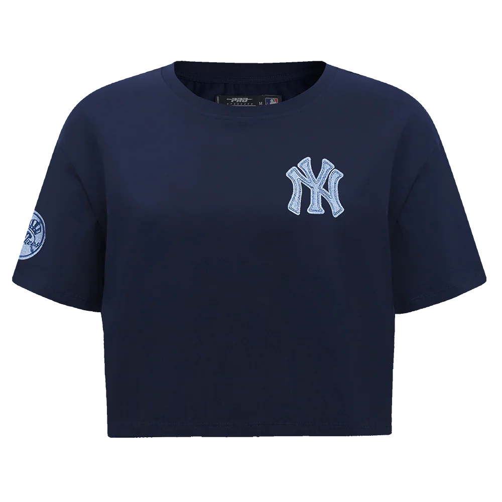 MLB NEW YORK YANKEES VARSITY BLUES WOMEN'S BOXY TOP (MIDNIGHT NAVY)
