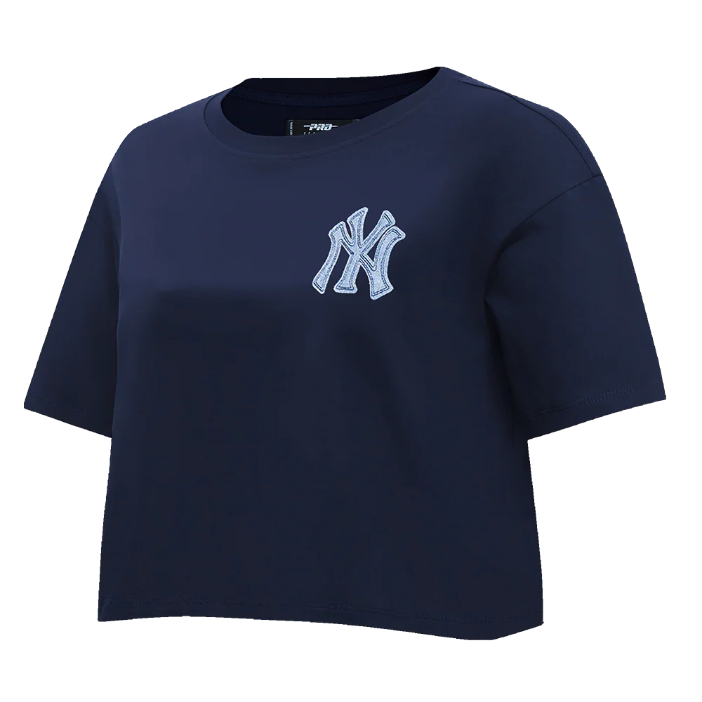 MLB NEW YORK YANKEES VARSITY BLUES WOMEN'S BOXY TOP (MIDNIGHT NAVY) - Image 2