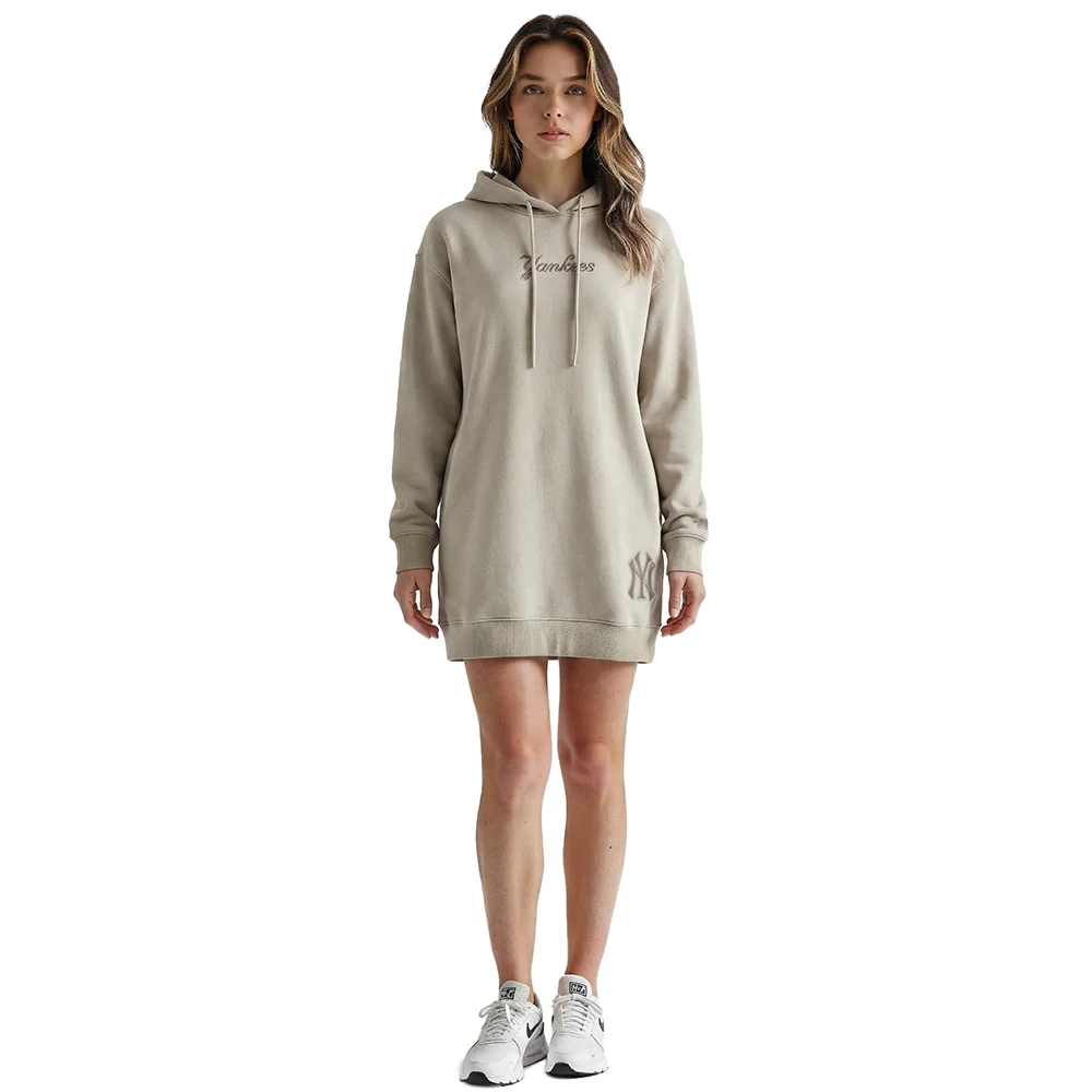 MLB NEW YORK YANKEES WINGSPAN WOMEN'S FLC HOODIE DRESS (TAUPE) - Image 2