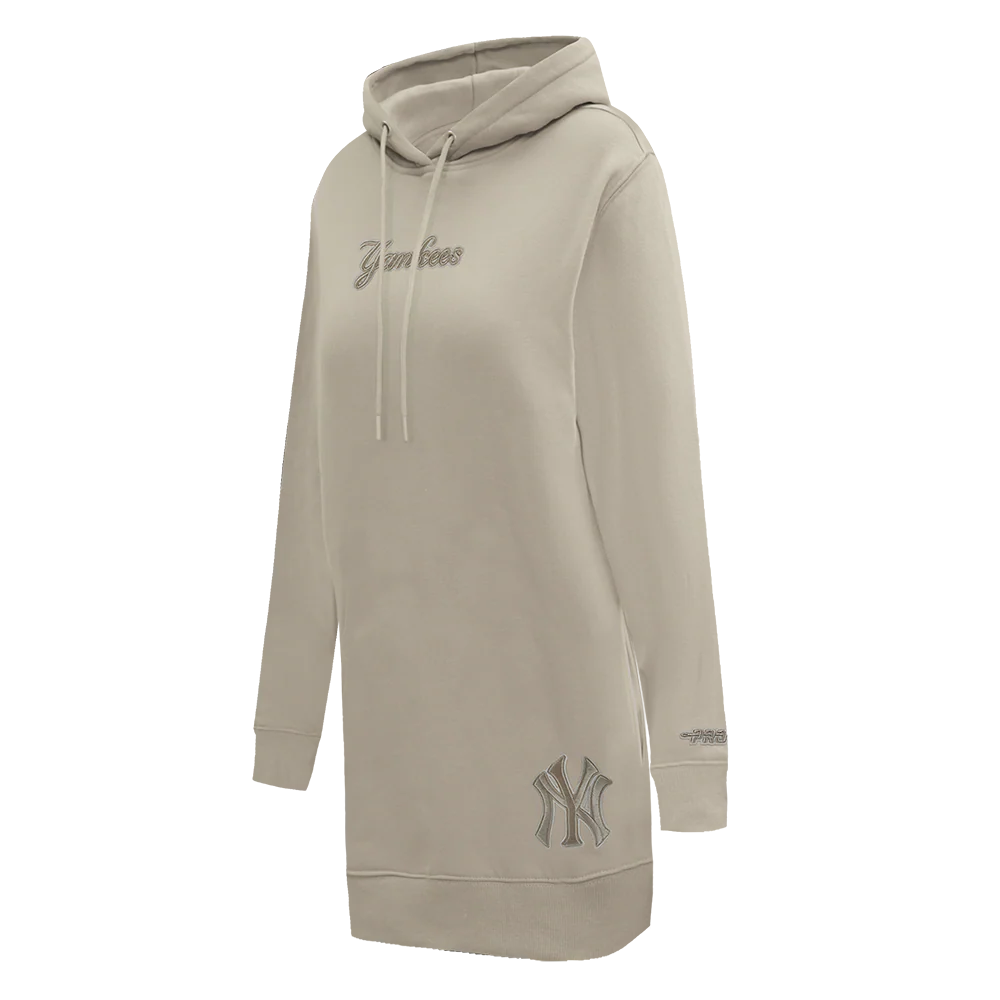 MLB NEW YORK YANKEES WINGSPAN WOMEN'S FLC HOODIE DRESS (TAUPE) - Image 3