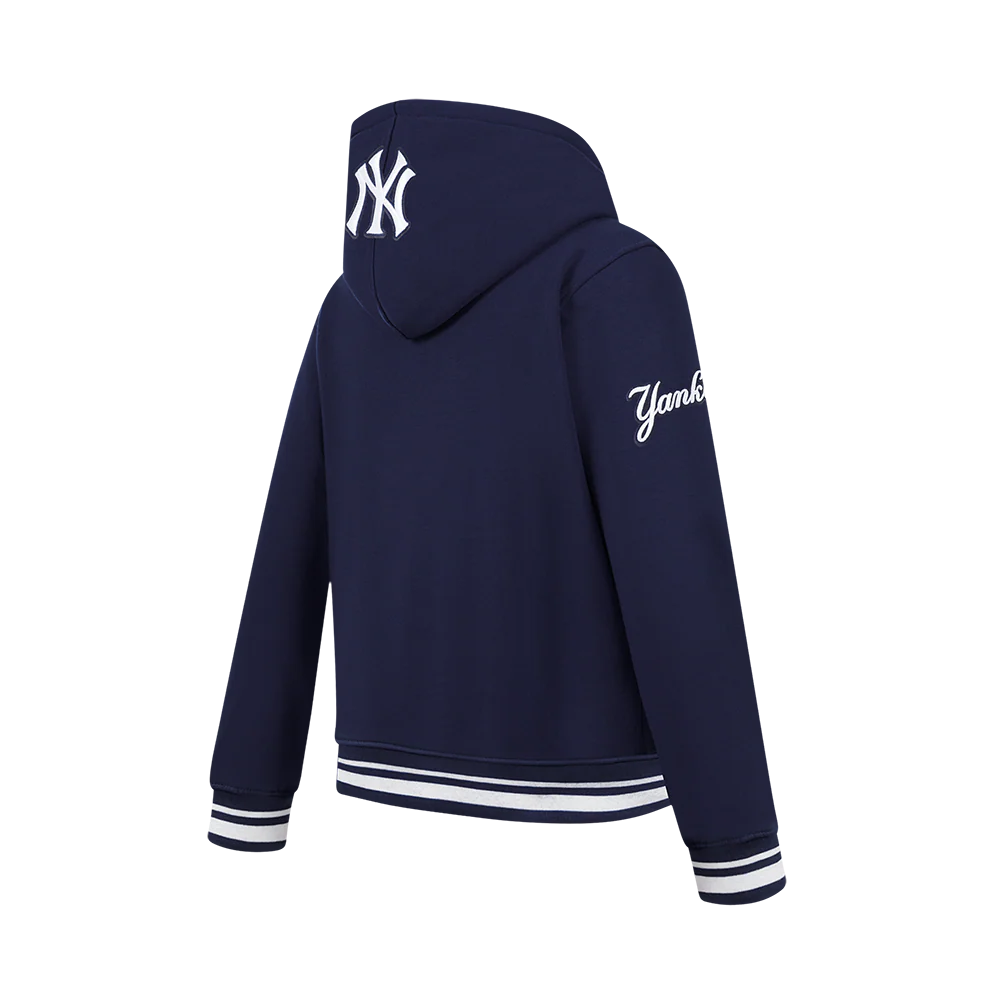 NEW YORK YANKEES SCRIPT TAIL BIG BOY'S RIB FLEECE PO HOODIE (MIDNIGHT NAVY) - Image 4