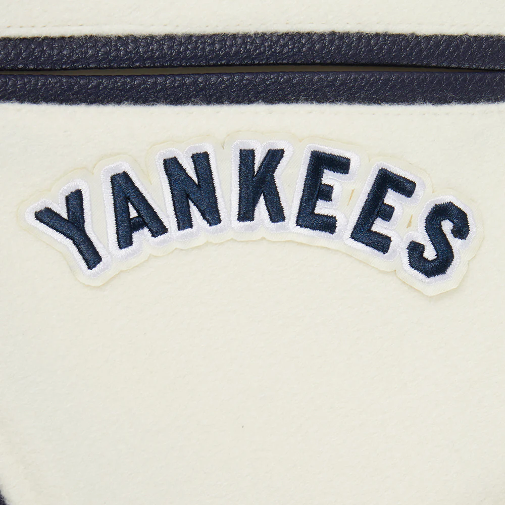 MLB NEW YORK YANKEES RETRO CLASSIC BIG BOYS RIB WOOL VARSITY JACKET (EGGSHELL/ MIDNIGHT NAVY) - Image 8