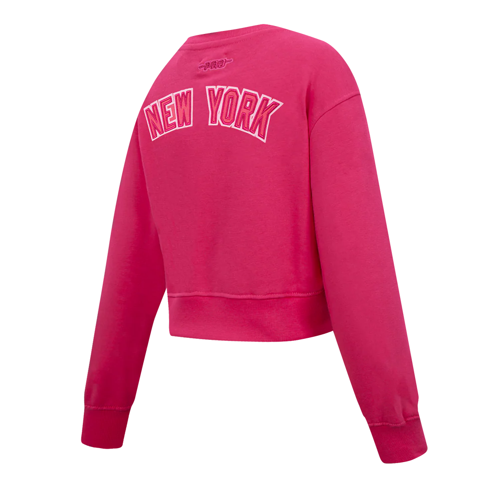 MLB NEW YORK YANKEES TRIPLE PINK BIG GIRLS FLEECE CREWNECK (BEETROOT PURPLE) - Image 4