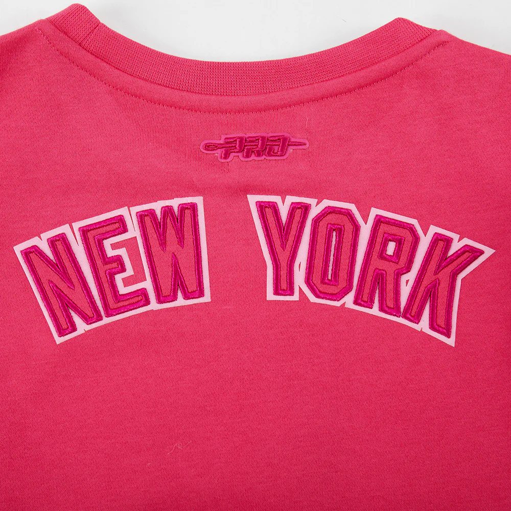 MLB NEW YORK YANKEES TRIPLE PINK BIG GIRLS FLEECE CREWNECK (BEETROOT PURPLE) - Image 8
