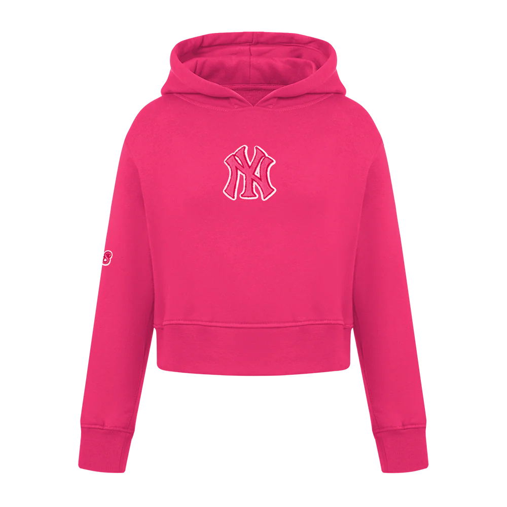MLB NEW YORK YANKEES TRIPLE PINK BIG GIRLS FLEECE PULLOVER HOODIE (BEETROOT PURPLE)