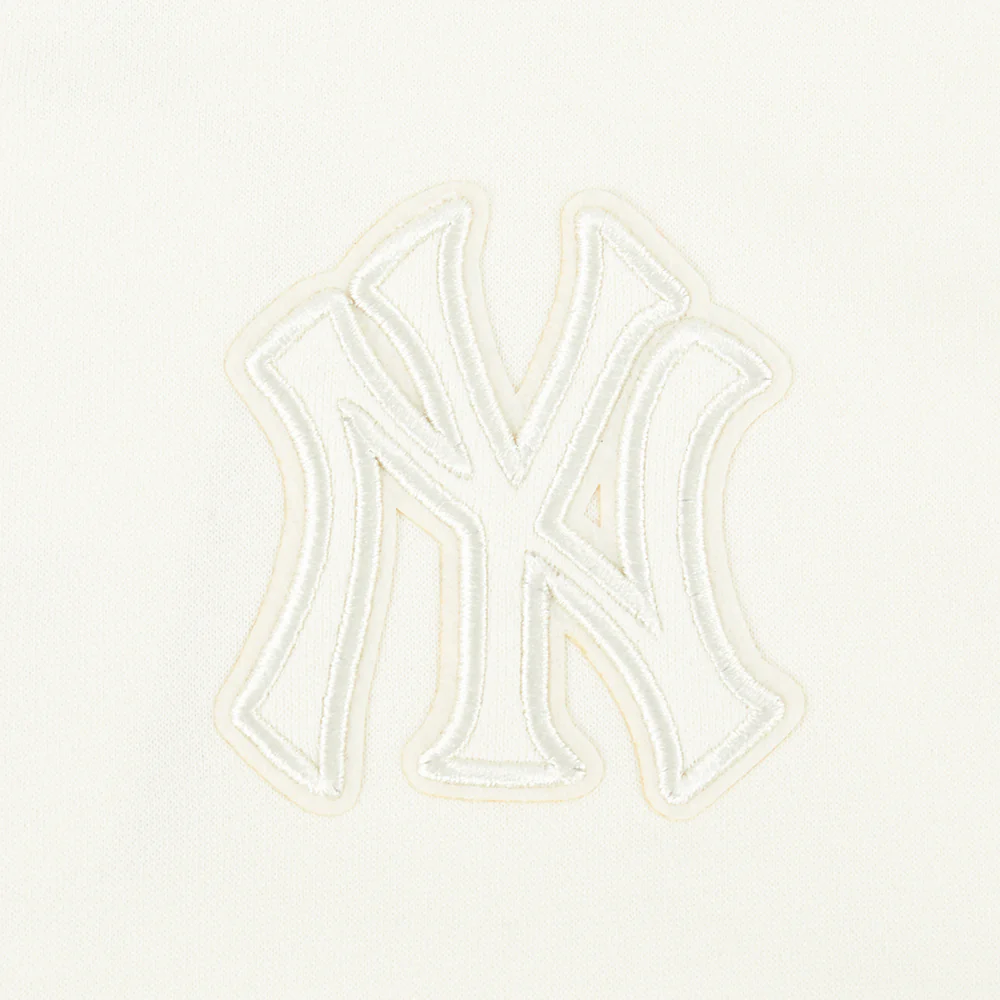 MLB NEW YORK YANKEES NEUTRAL BIG GIRLS FLEECE PULLOVER HOODIE (EGGSHELL) - Image 5