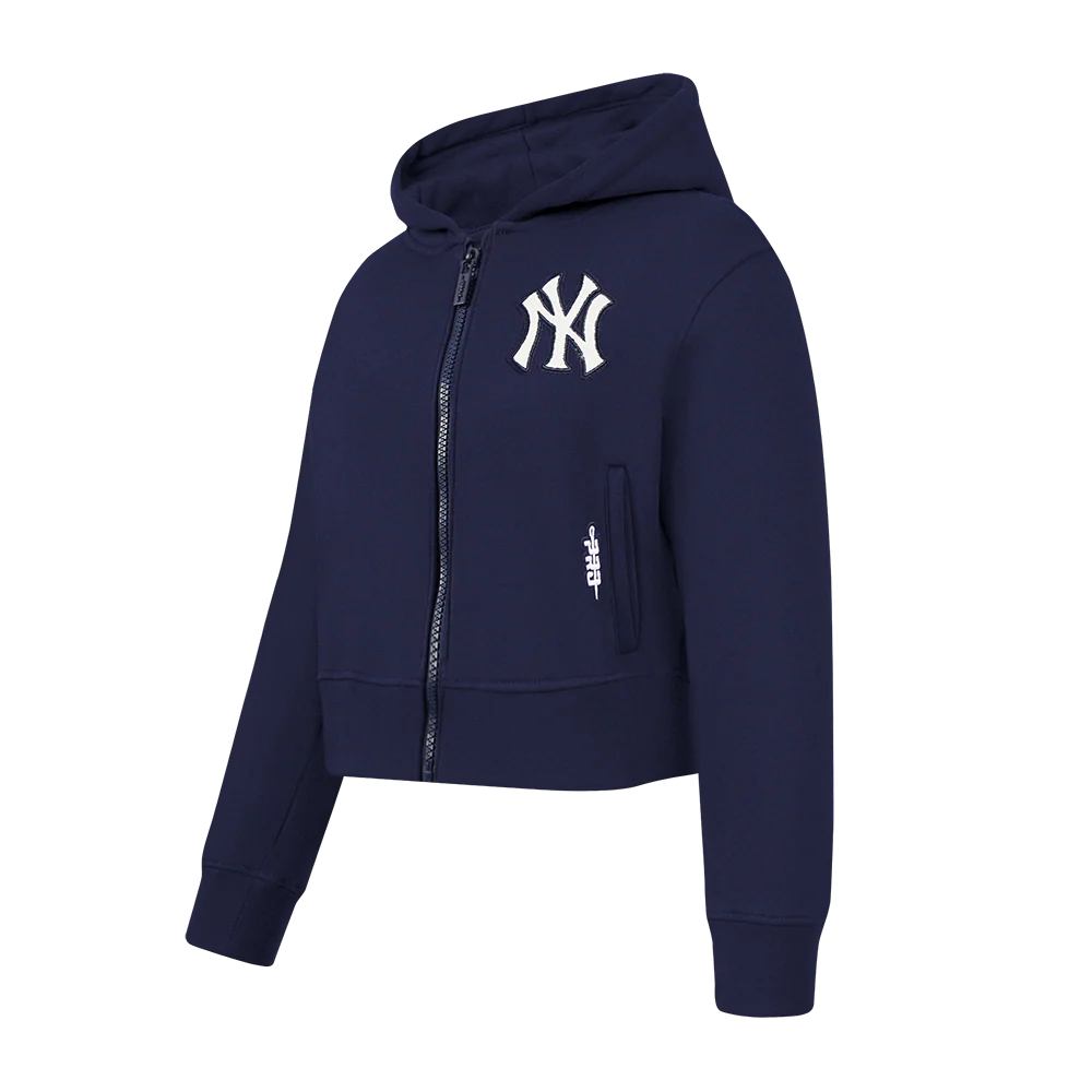 MLB NEW YORK YANKEES CLASSIC BIG GIRLS FLEECE FULL ZIP HOODIE (MIDNIGHT NAVY) - Image 2