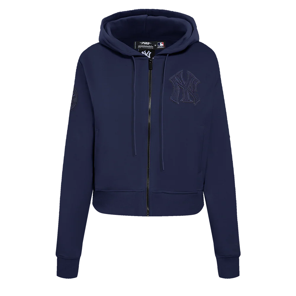 MLB NEW YORK YANKEES TRIPLE TONAL WOMEN'S DOUBLE KNIT FULL ZIP HOODIE (MIDNIGHT NAVY)