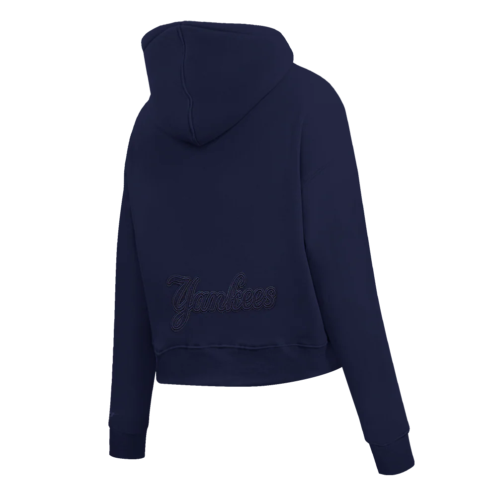 MLB NEW YORK YANKEES TRIPLE TONAL WOMEN'S DOUBLE KNIT FULL ZIP HOODIE (MIDNIGHT NAVY) - Image 4