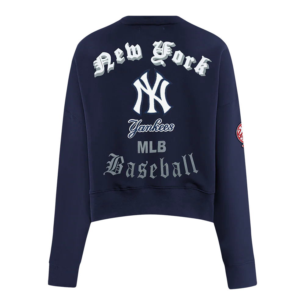 MLB NEW YORK YANKEES OLD ENGLISH WOMEN'S CREWNECK (MIDNIGHT NAVY) - Image 3