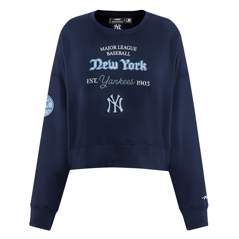 MLB NEW YORK YANKEES COUNTRY CLUB WOMEN'S DOUBLE KNIT CREWNECK (MIDNIGHT NAVY)