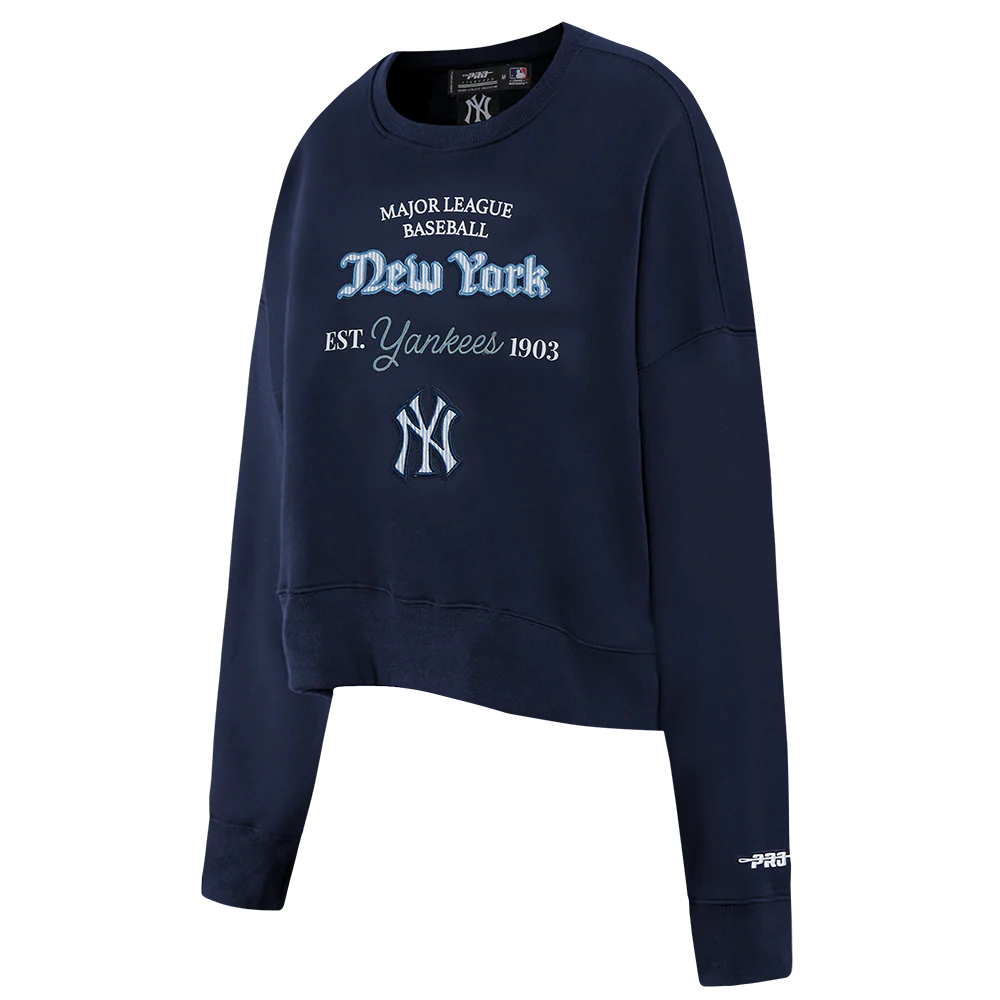 MLB NEW YORK YANKEES COUNTRY CLUB WOMEN'S DOUBLE KNIT CREWNECK (MIDNIGHT NAVY) - Image 2
