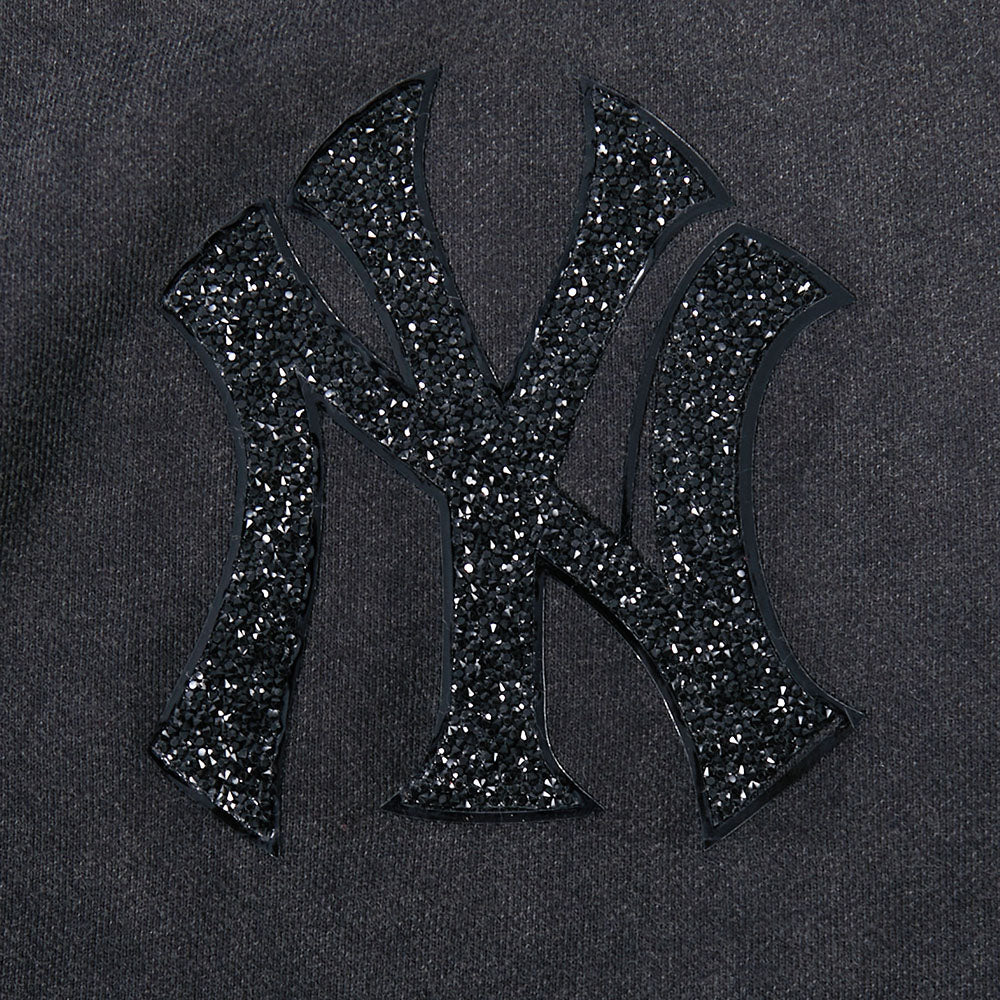 MLB NEW YORK YANKEES WASHED CRYSTALLINE WOMEN'S ENZYME WASH FT CREWNEC (WASHED BLACK) - Image 5